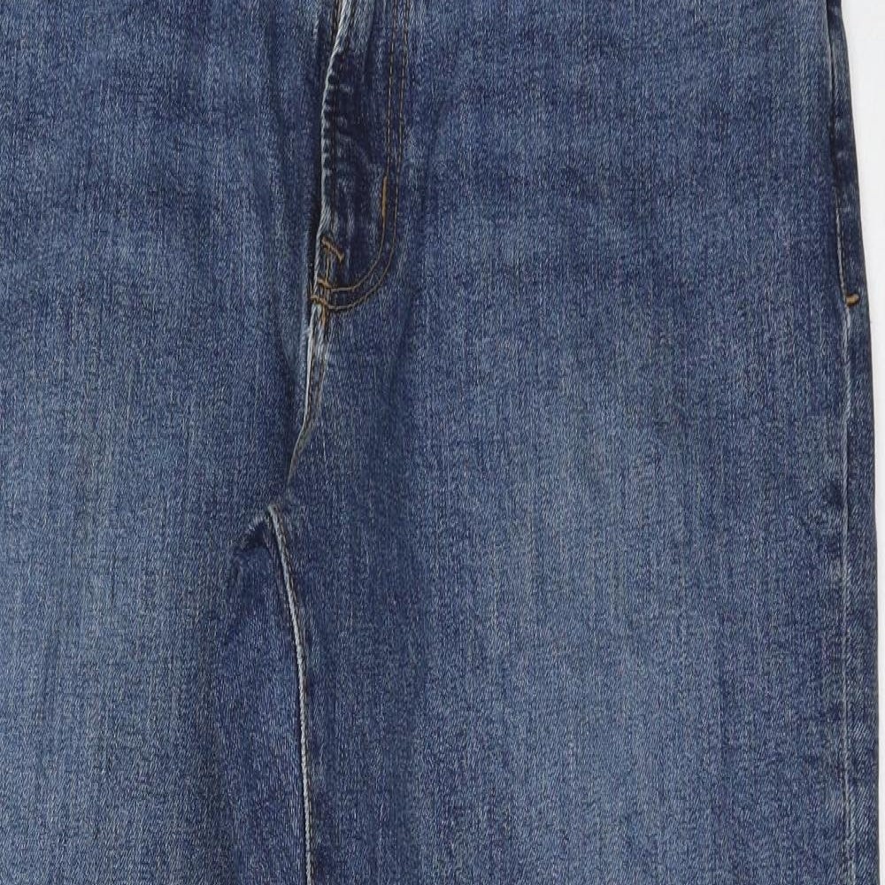 Lands' End Mens Blue Cotton Wide-Leg Jeans Size 36 in L28 in Regular Button