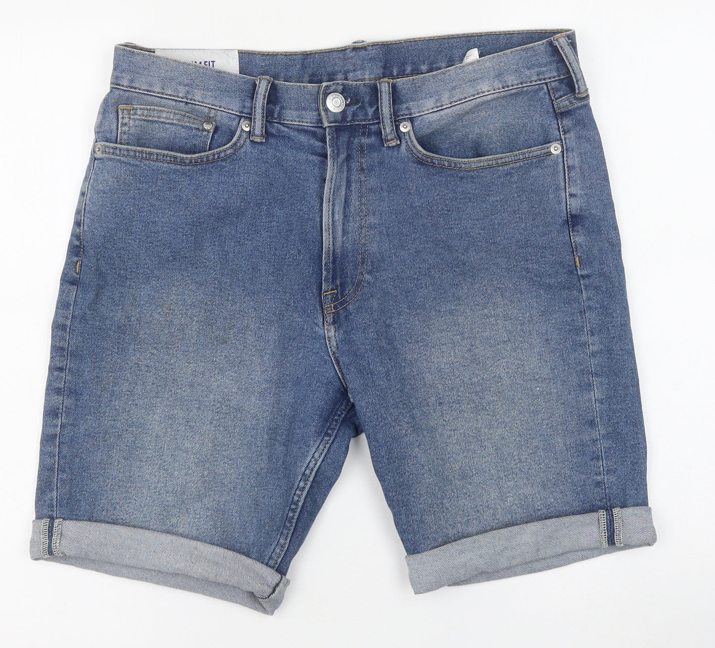 H&M Womens Blue Cotton Skimmer Shorts Size 32 in L8 in Regular Button