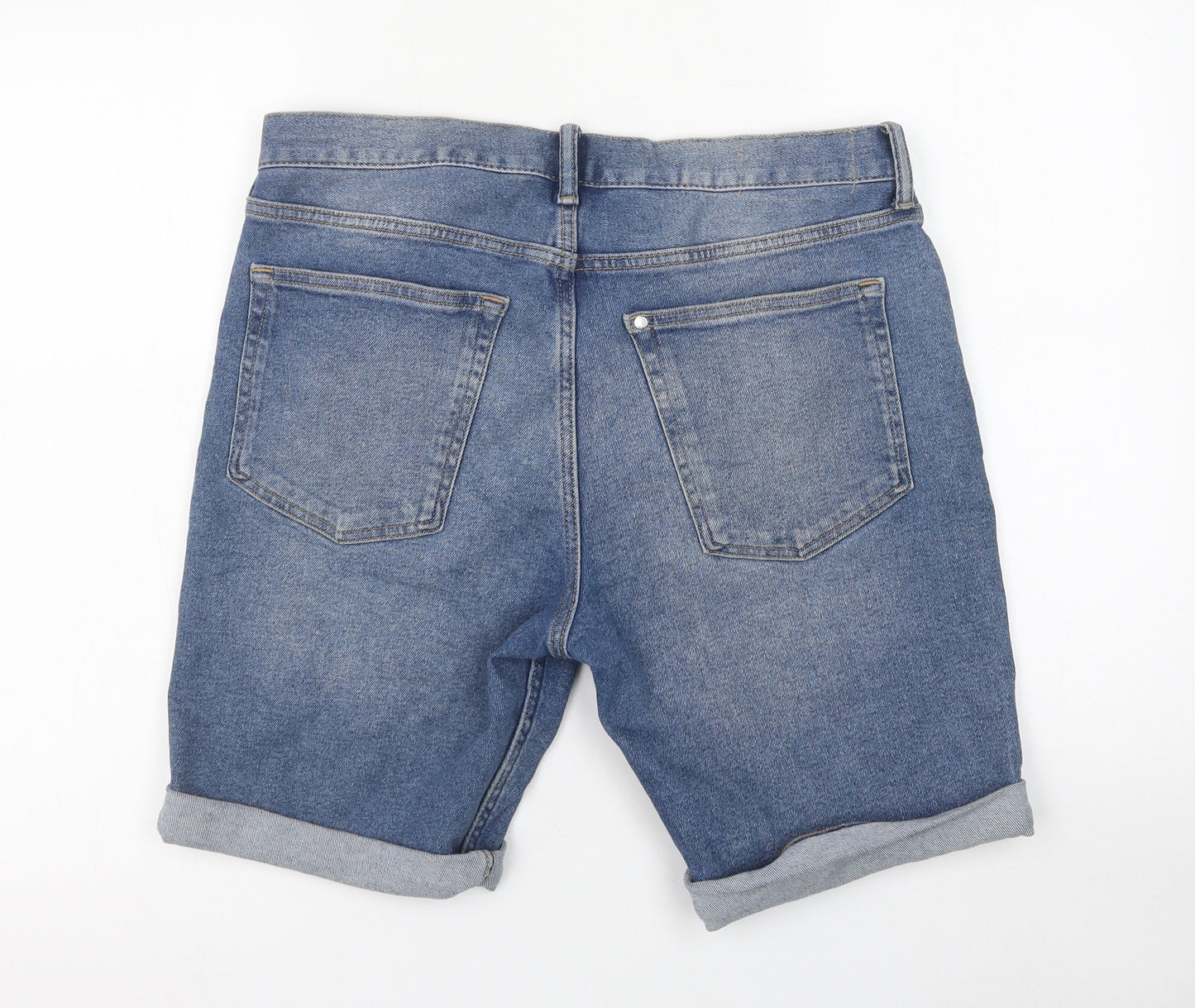 H&M Womens Blue Cotton Skimmer Shorts Size 32 in L8 in Regular Button