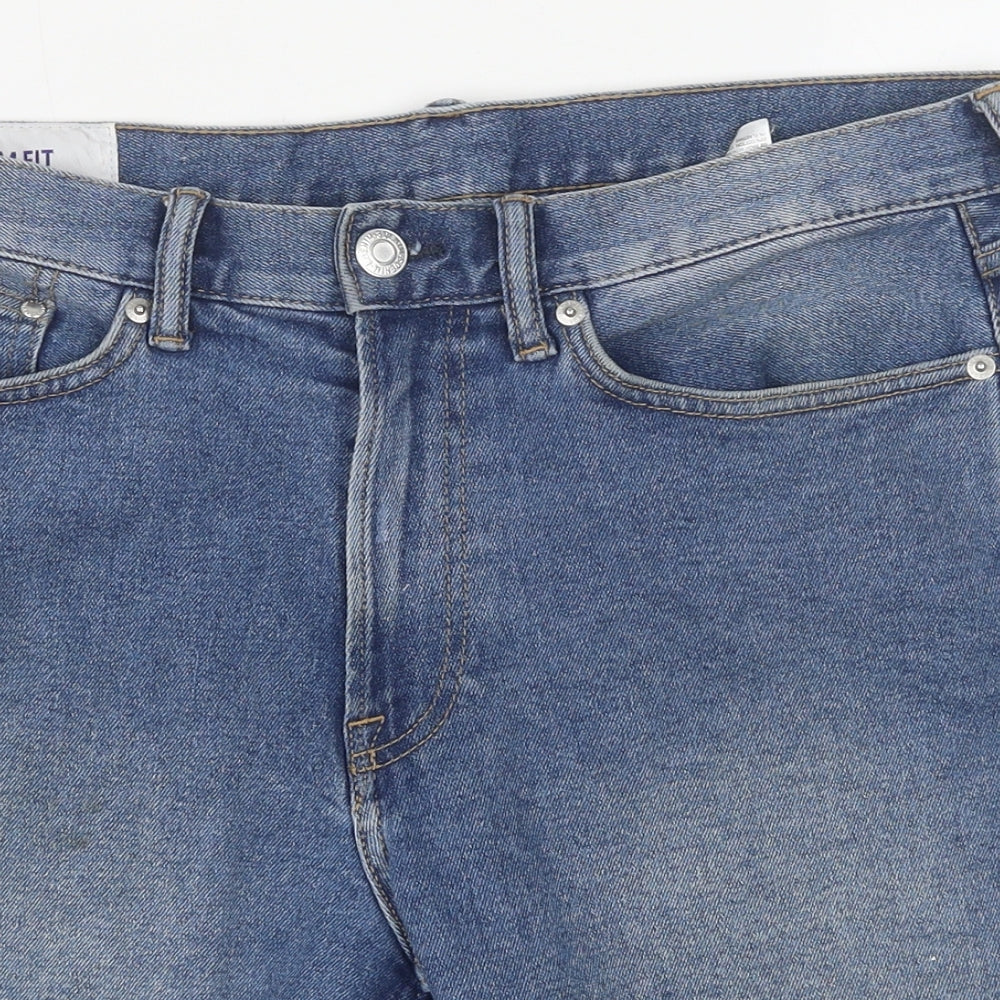H&M Womens Blue Cotton Skimmer Shorts Size 32 in L8 in Regular Button