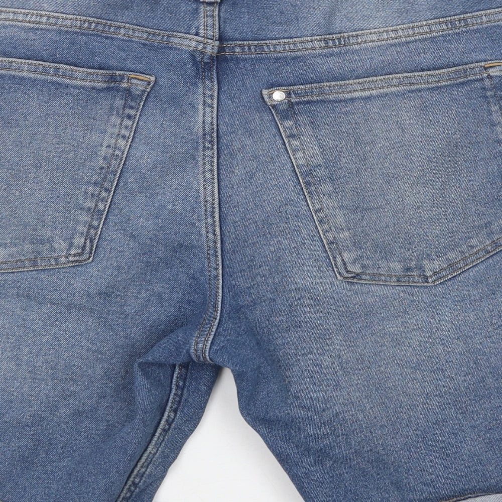 H&M Womens Blue Cotton Skimmer Shorts Size 32 in L8 in Regular Button
