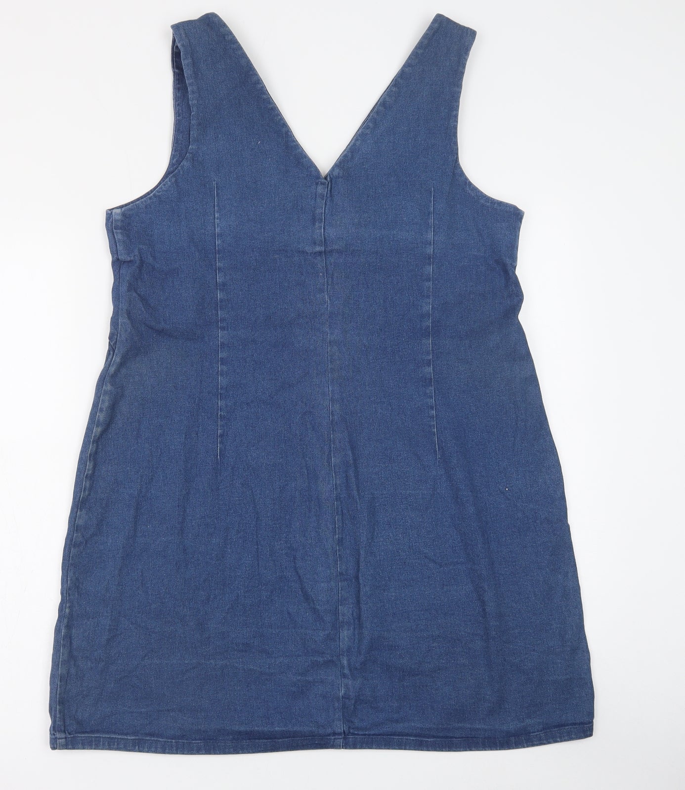 Bravissimo Womens Blue Cotton Pinafore/Dungaree Dress Size 14 V-Neck Zip