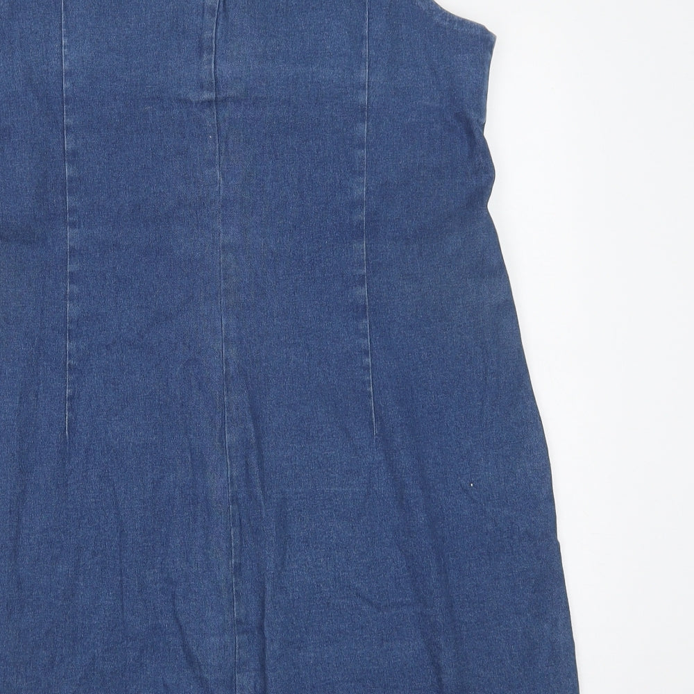 Bravissimo Womens Blue Cotton Pinafore/Dungaree Dress Size 14 V-Neck Zip