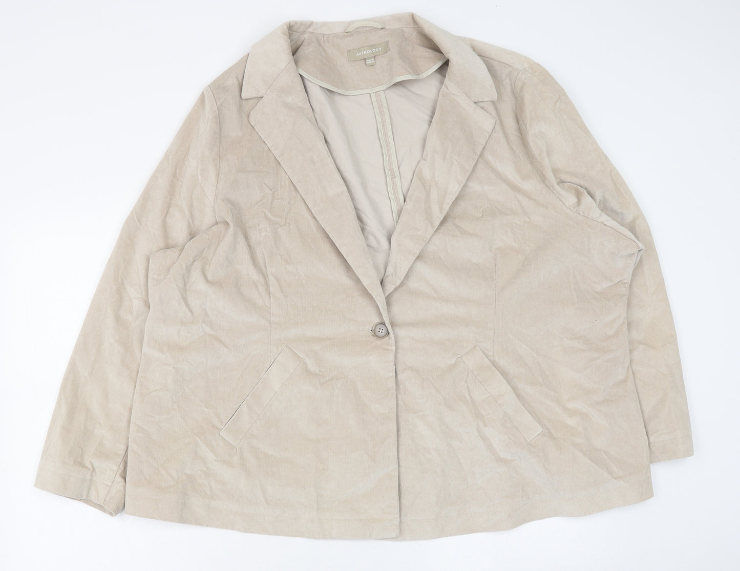 Anthology Womens Beige Jacket Blazer Size 30 Button