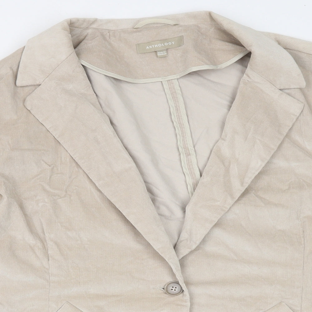 Anthology Womens Beige Jacket Blazer Size 30 Button