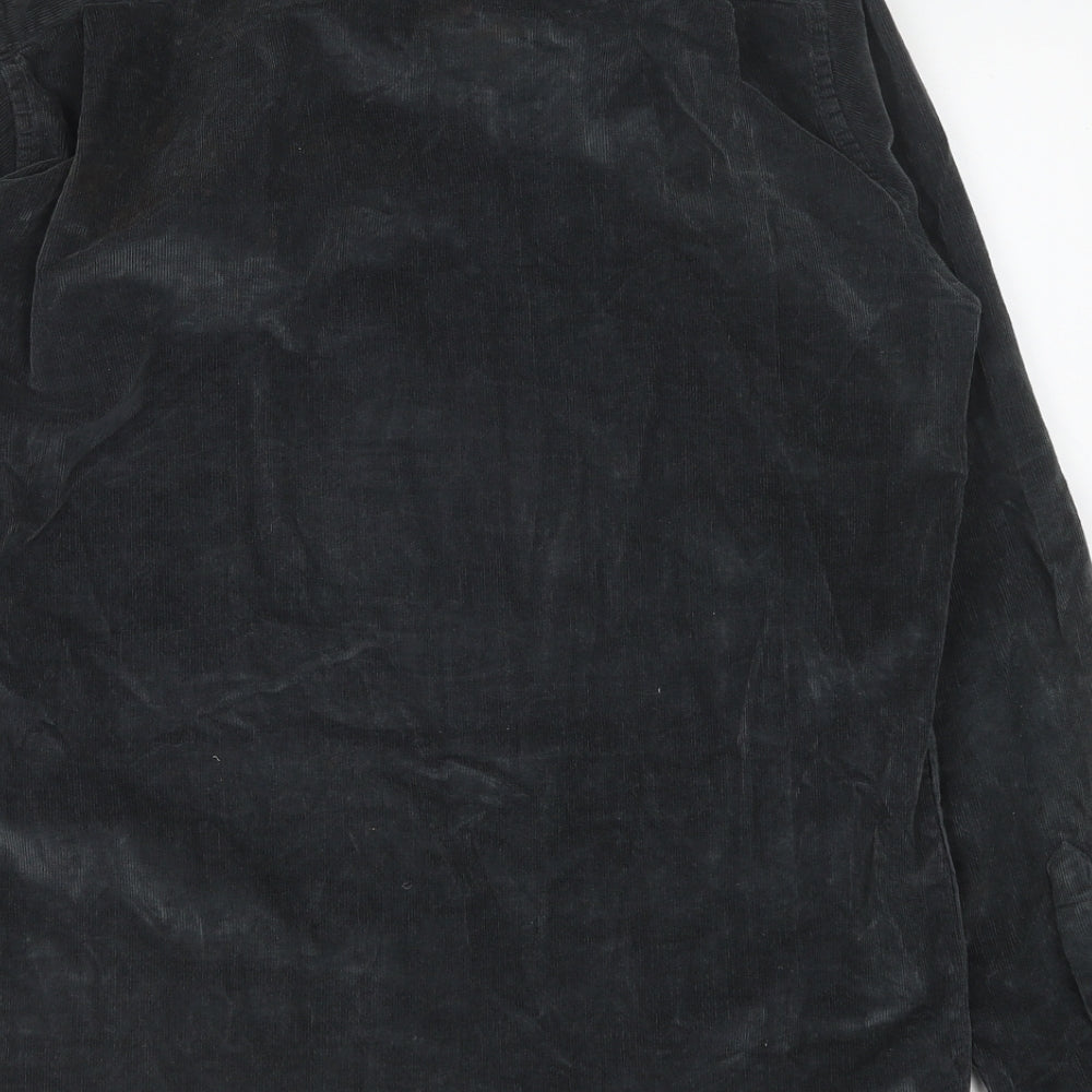 Peter Werth Mens Grey Cotton Button-Up Size M Collared Button