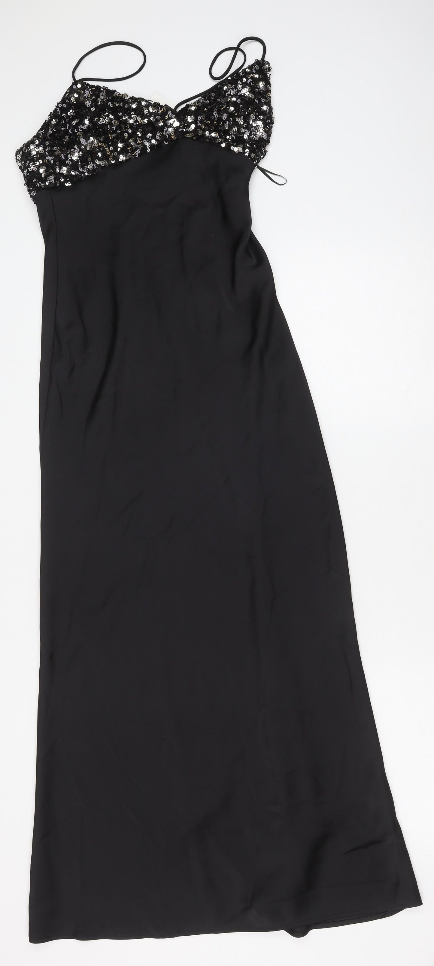 Zara Womens Black Polyester Ball Gown Size M V-Neck Zip