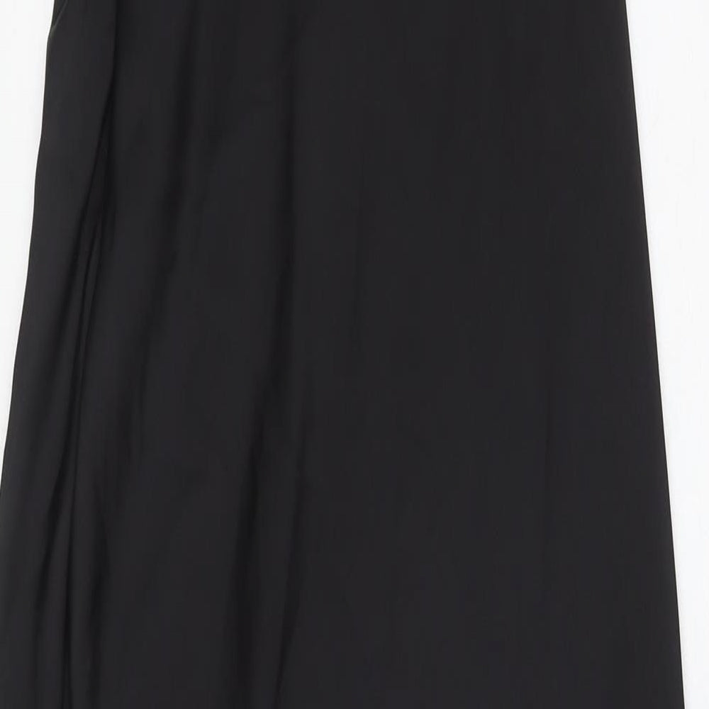 Zara Womens Black Polyester Ball Gown Size M V-Neck Zip