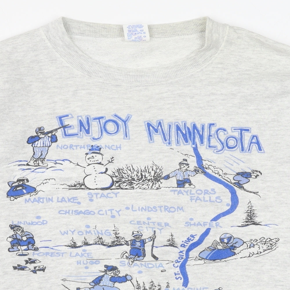 JERZEES Mens Grey Polyester Pullover Sweatshirt Size L