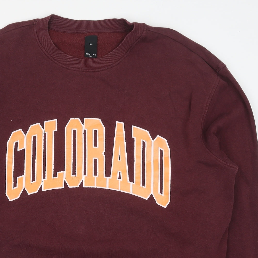 New Look Mens Red Cotton Pullover Sweatshirt Size XL - Colorado