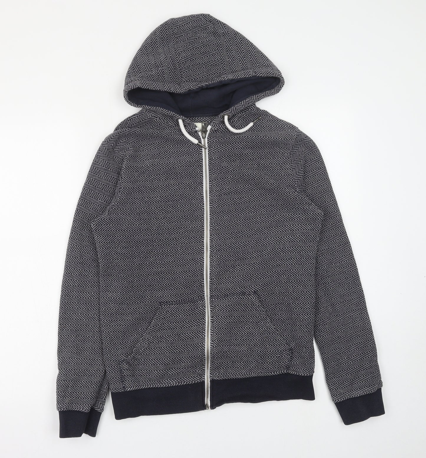 Nanny State Mens Blue Geometric Polyester Full Zip Hoodie Size S