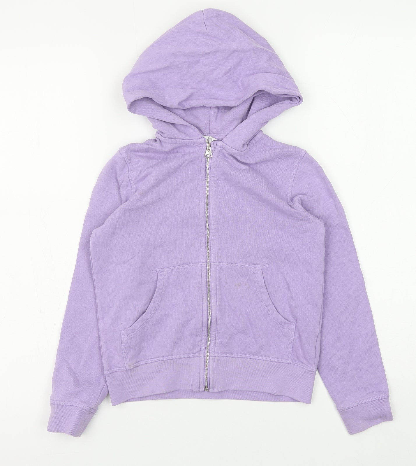 Preworn Girls Purple Cotton Full Zip Hoodie Size 6-7 Years Zip