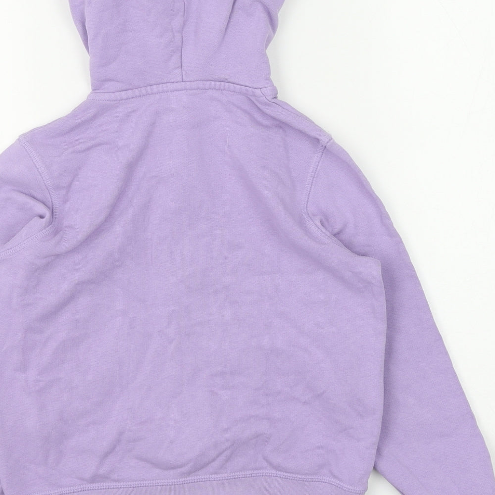 Preworn Girls Purple Cotton Full Zip Hoodie Size 6-7 Years Zip