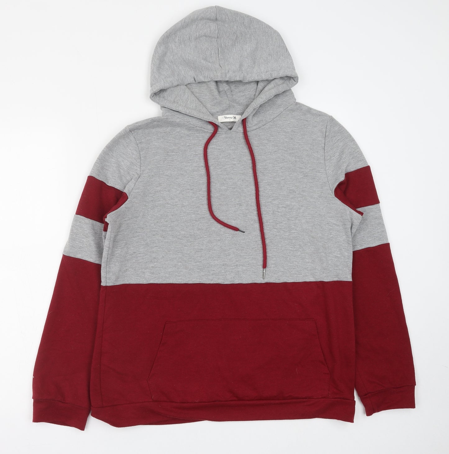 Blooming Jelly Womens Red Colourblock Polyester Pullover Hoodie Size L Pullover