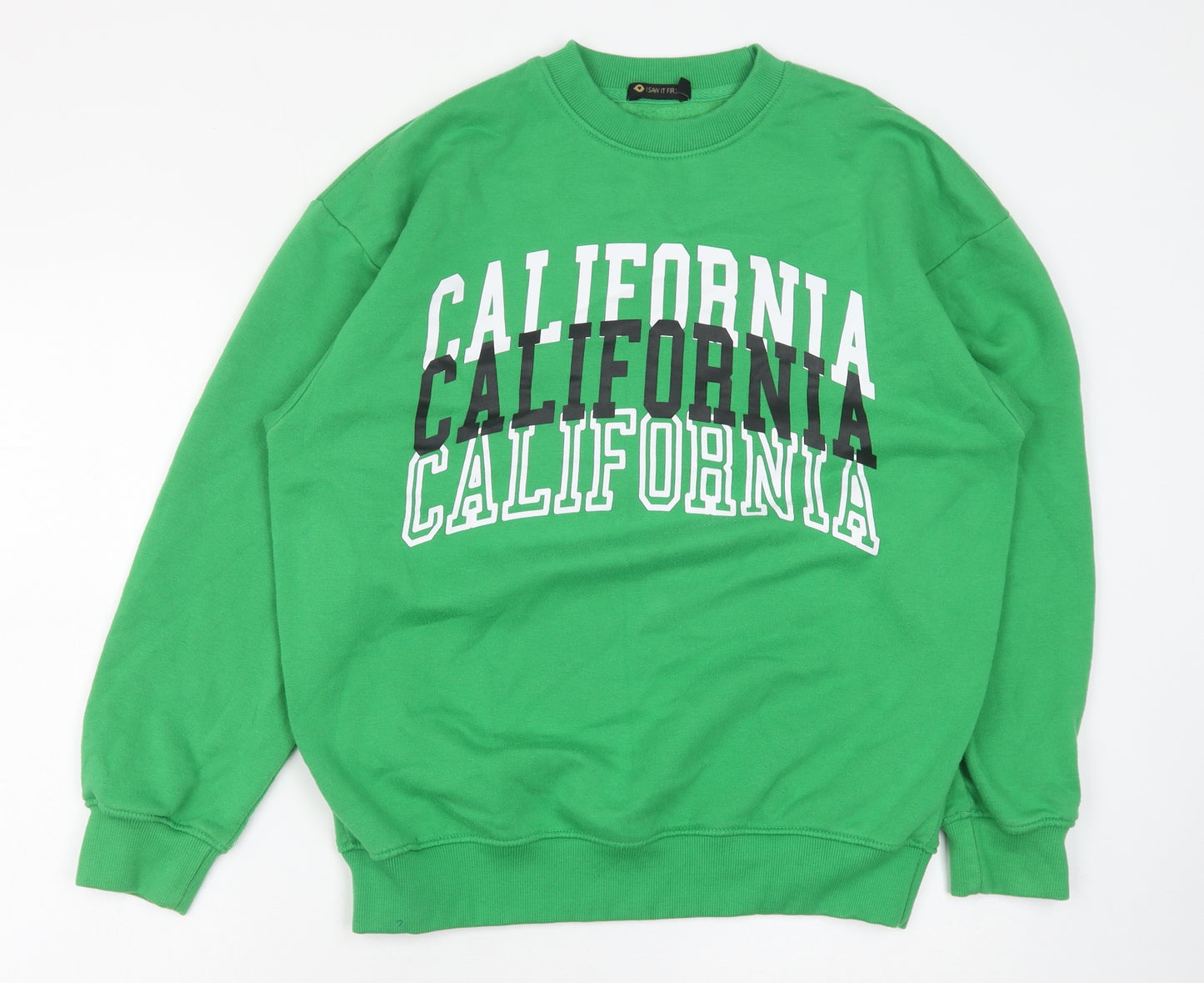 I SAW IT FIRST Womens Green Cotton Pullover Sweatshirt Size 6 Pullover - California