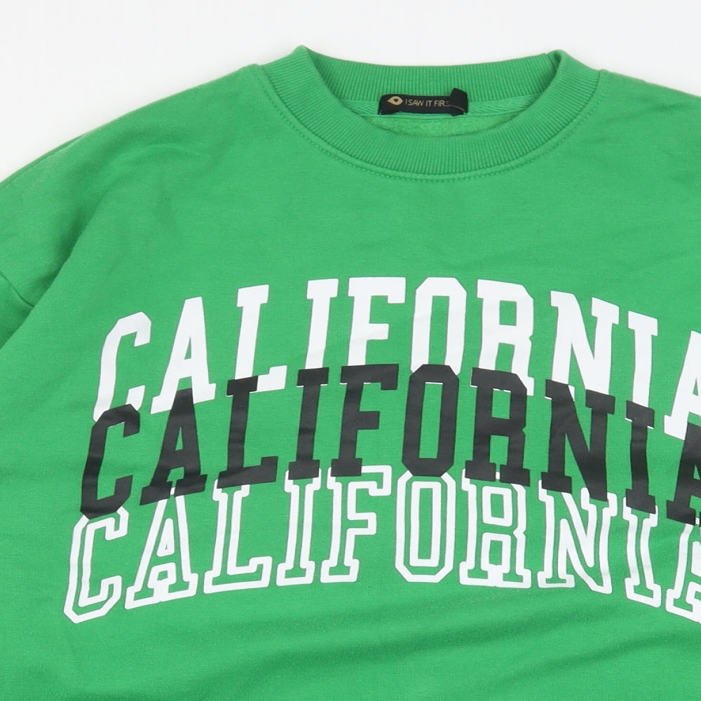 I SAW IT FIRST Womens Green Cotton Pullover Sweatshirt Size 6 Pullover - California