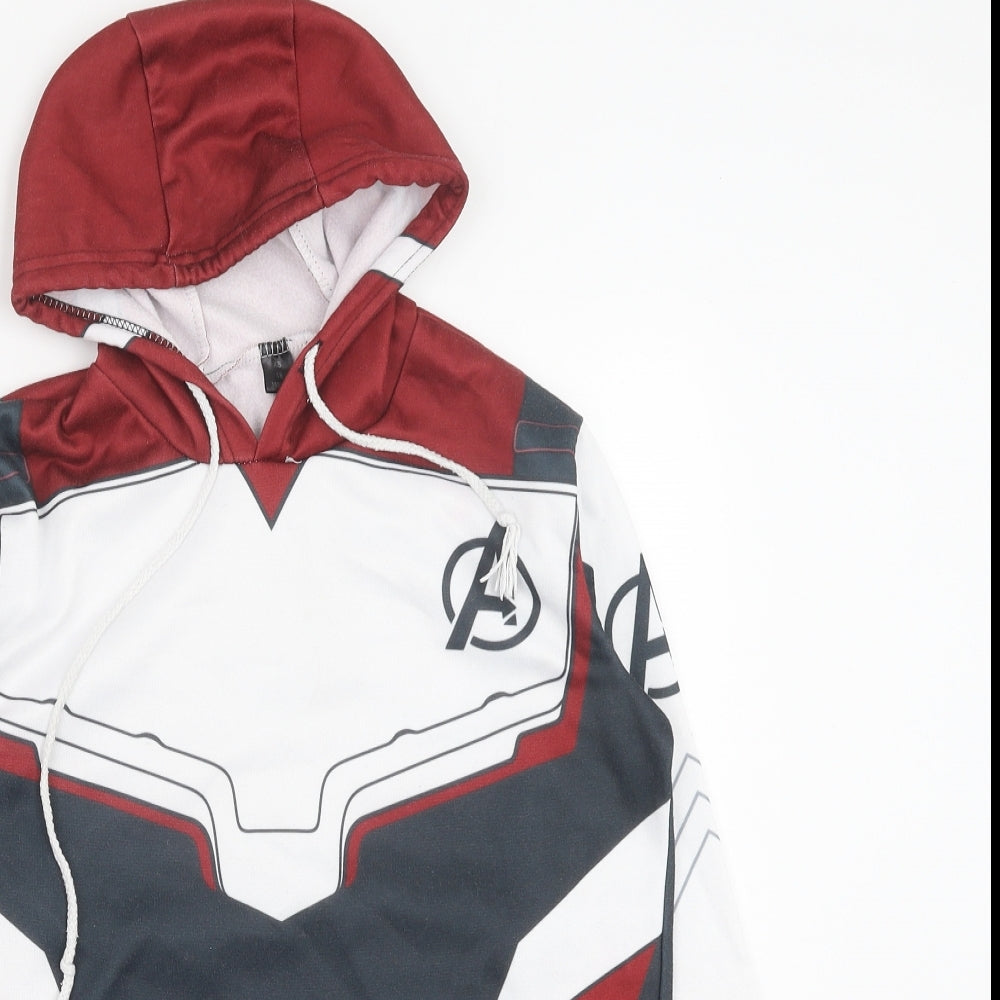 Preworn Mens Multicoloured Geometric Polyester Pullover Hoodie Size XS - Avengers