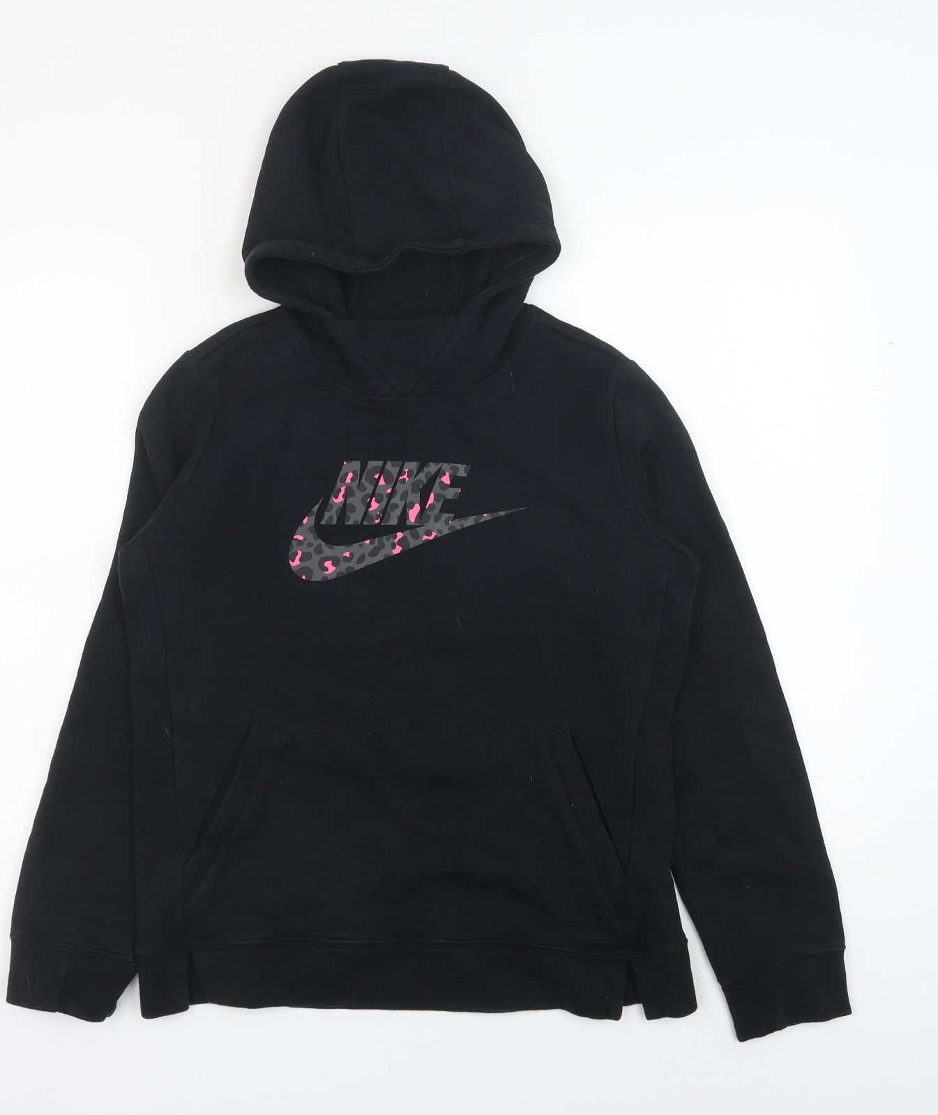 Nike Girls Black Cotton Pullover Hoodie Size XL Pullover