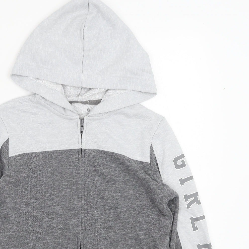 Xersion Boys Grey Cotton Full Zip Hoodie Size 10-11 Years Zip - Girl Boss
