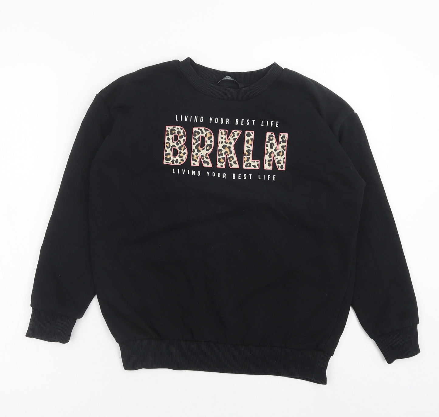 George Girls Black Cotton Pullover Sweatshirt Size 8-9 Years Pullover
