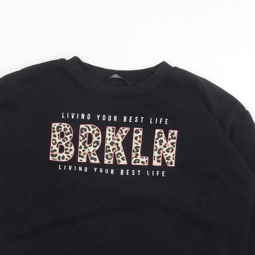 George Girls Black Cotton Pullover Sweatshirt Size 8-9 Years Pullover