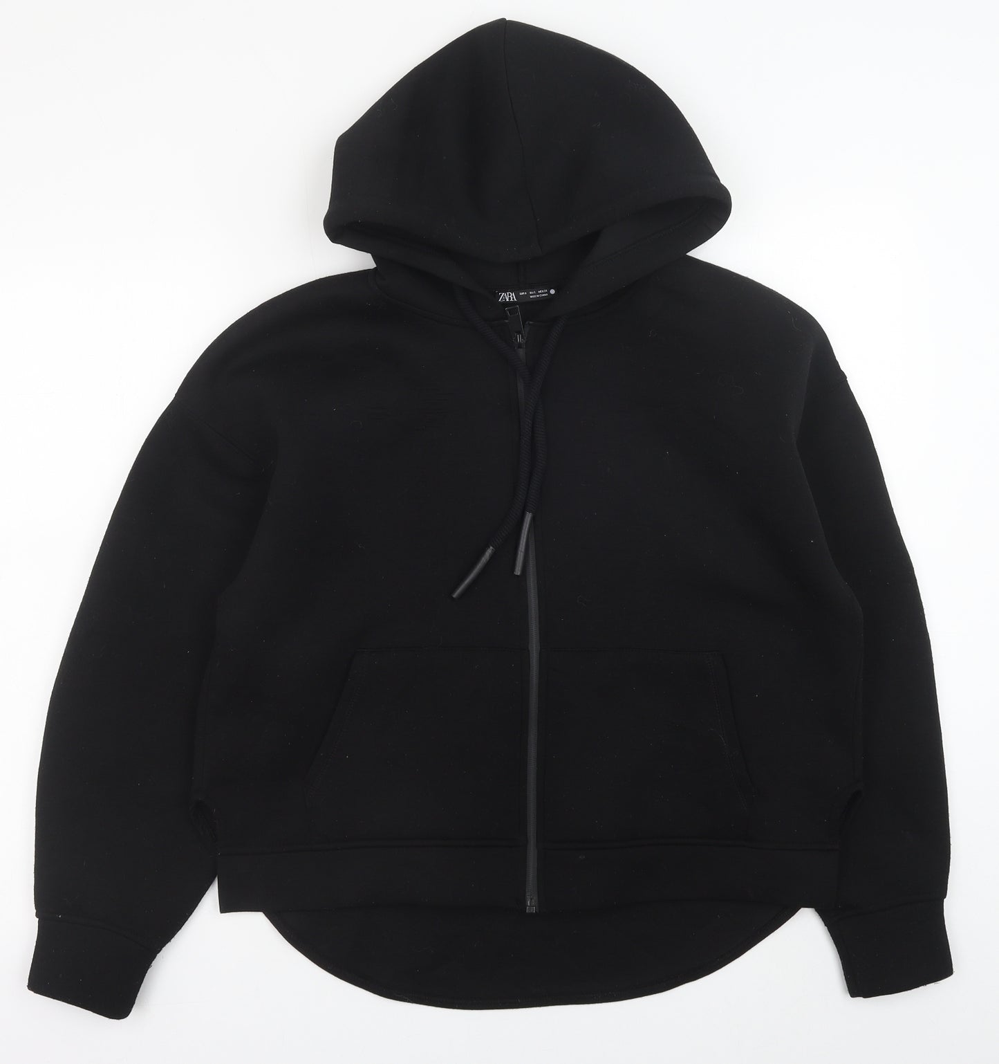 Zara Womens Black Polyester Full Zip Hoodie Size S Zip