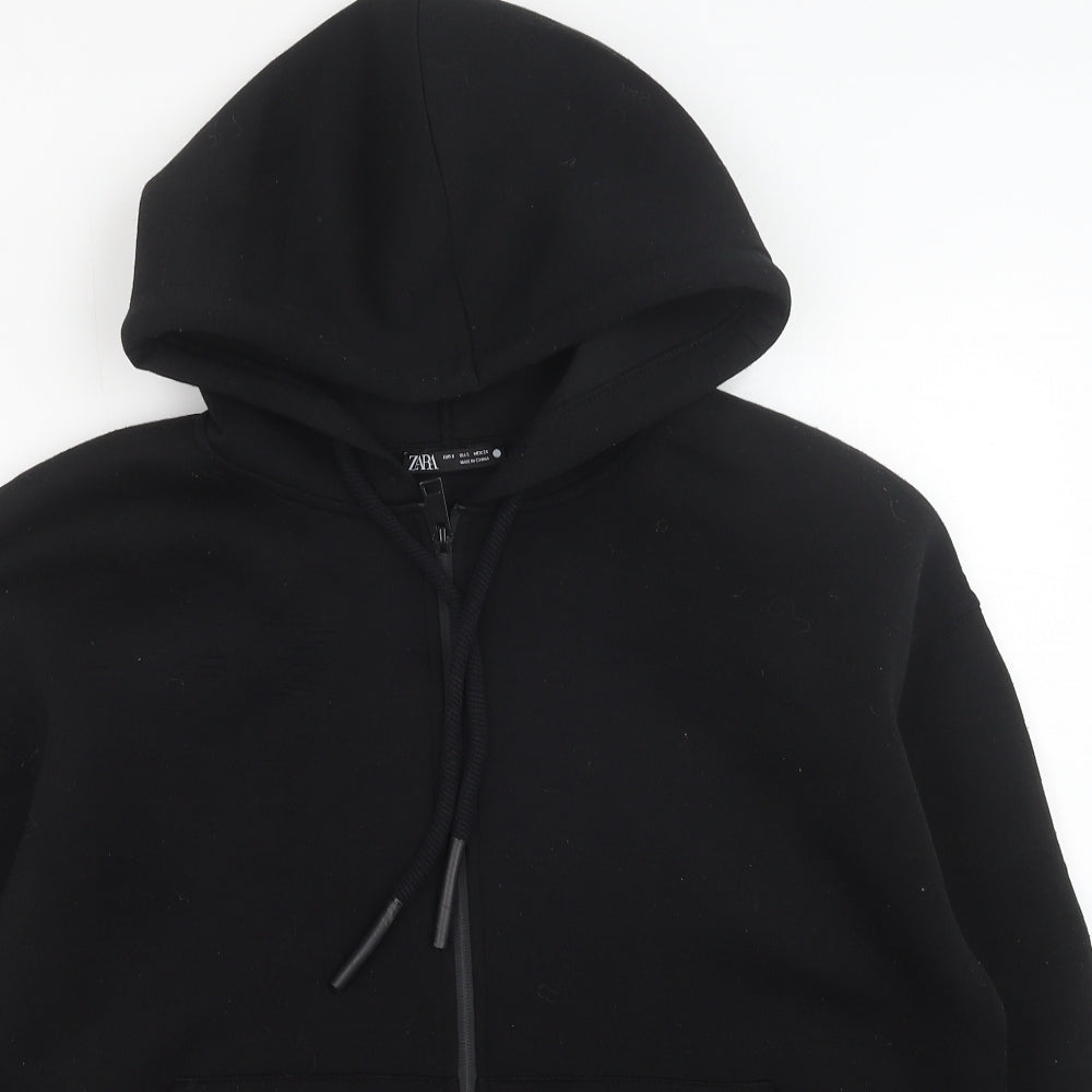 Zara Womens Black Polyester Full Zip Hoodie Size S Zip