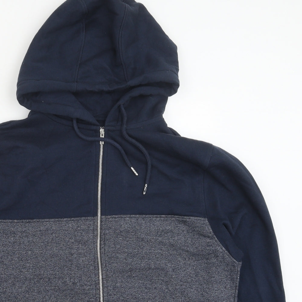 George Mens Blue Cotton Full Zip Hoodie Size M