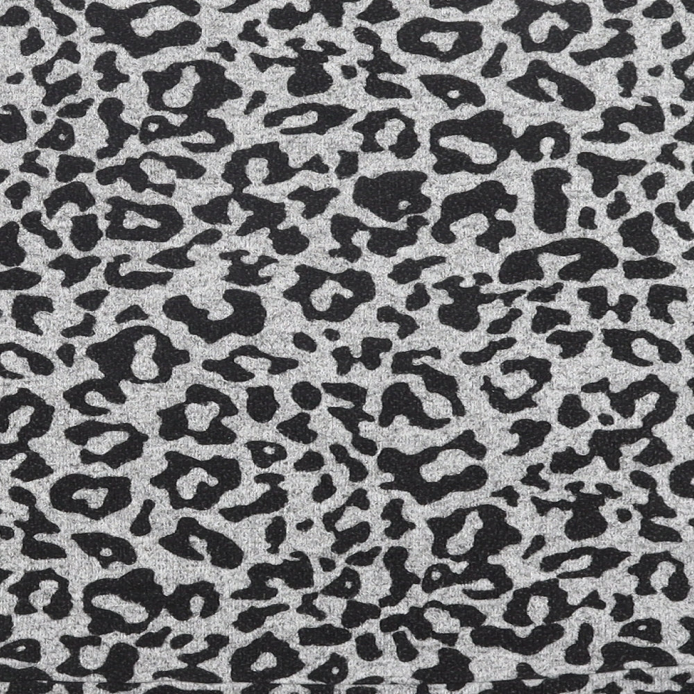 Dorothy Perkins Womens Grey Animal Print Viscose Basic Blouse Size 14 Round Neck - Leopard Print