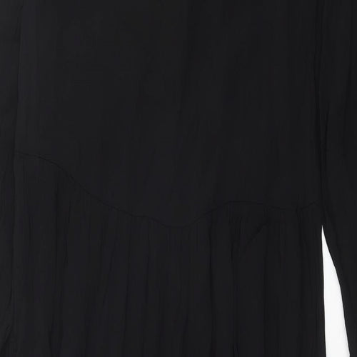 MSCH Womens Black Polyester Shirt Dress Size XS Mock Neck Button