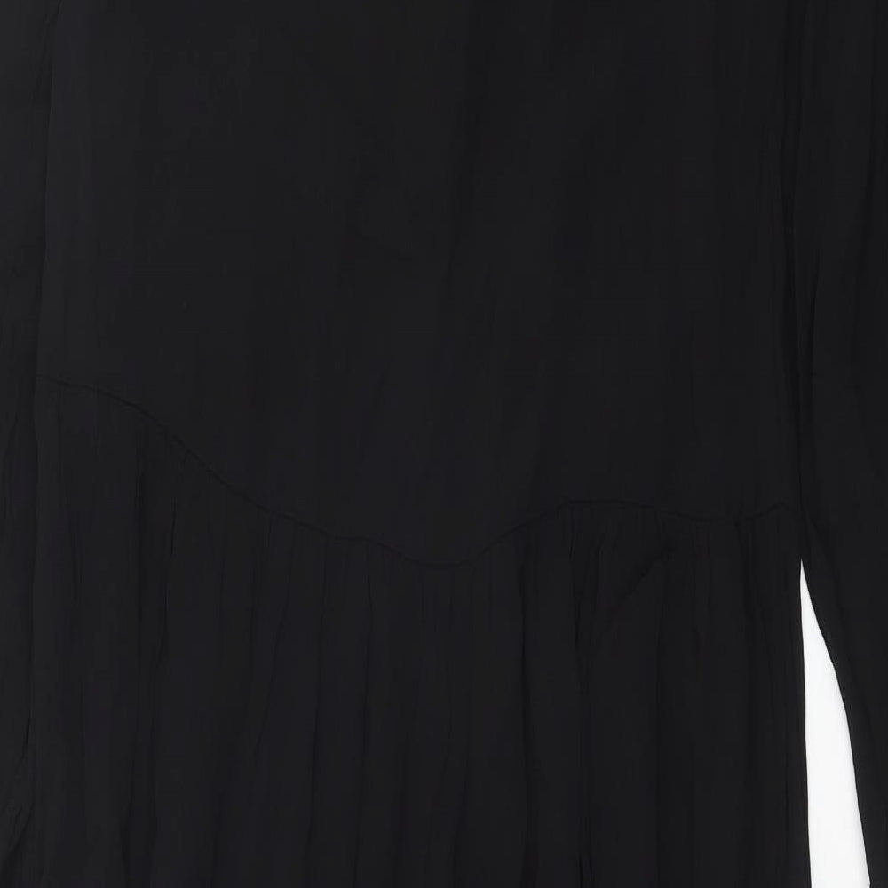 MSCH Womens Black Polyester Shirt Dress Size XS Mock Neck Button