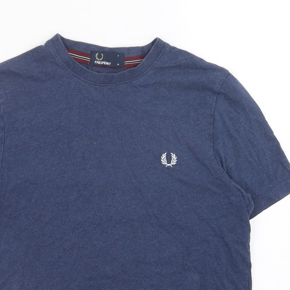 Fred Perry Boys Blue Cotton Basic T-Shirt Size M Crew Neck Pullover