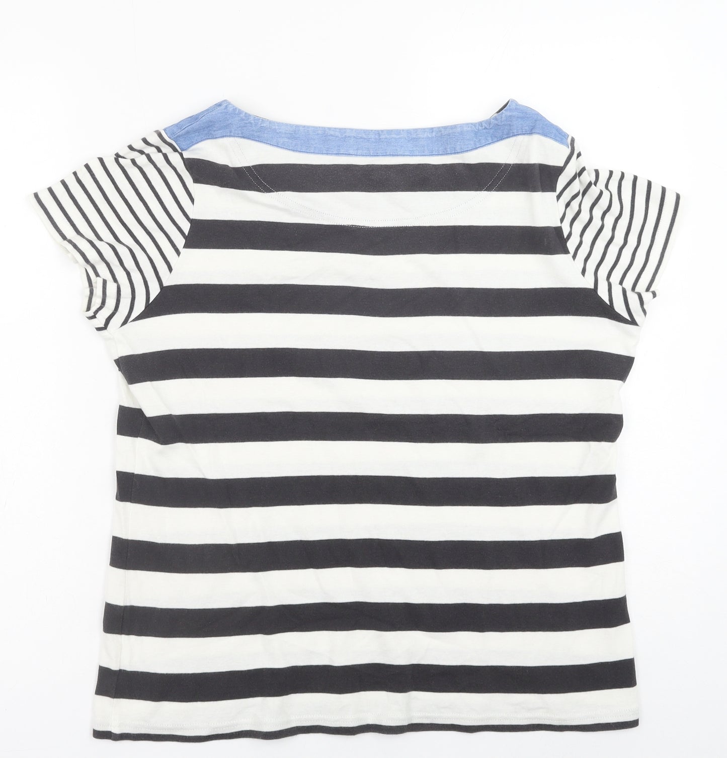 Maine New England Womens Blue Cotton Basic T-Shirt Size 16 Boat Neck