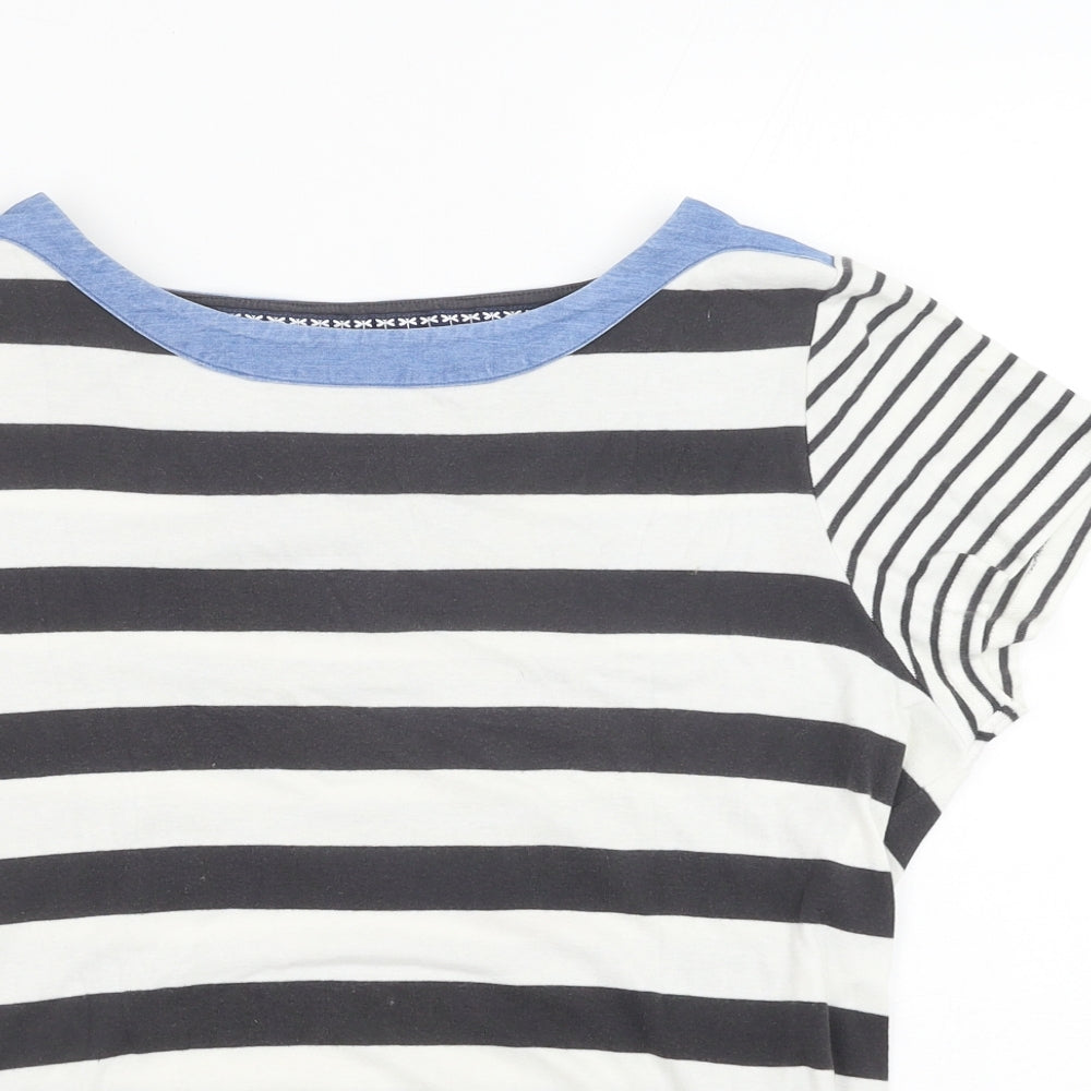 Maine New England Womens Blue Cotton Basic T-Shirt Size 16 Boat Neck