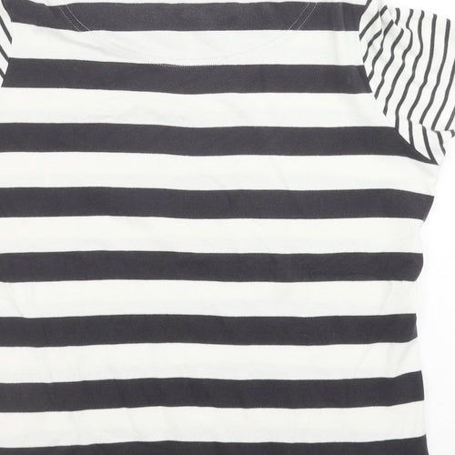 Maine New England Womens Blue Cotton Basic T-Shirt Size 16 Boat Neck