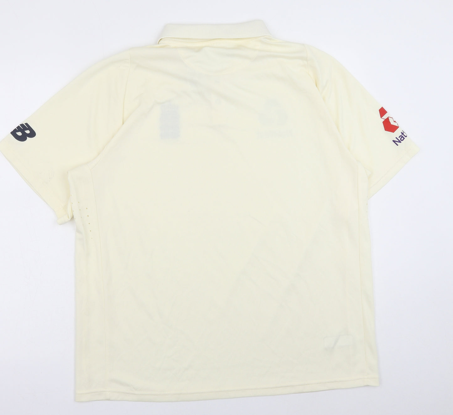 New Balance Mens Ivory Polyester Basic Polo Size 2XL Collared Pullover - England Cricket