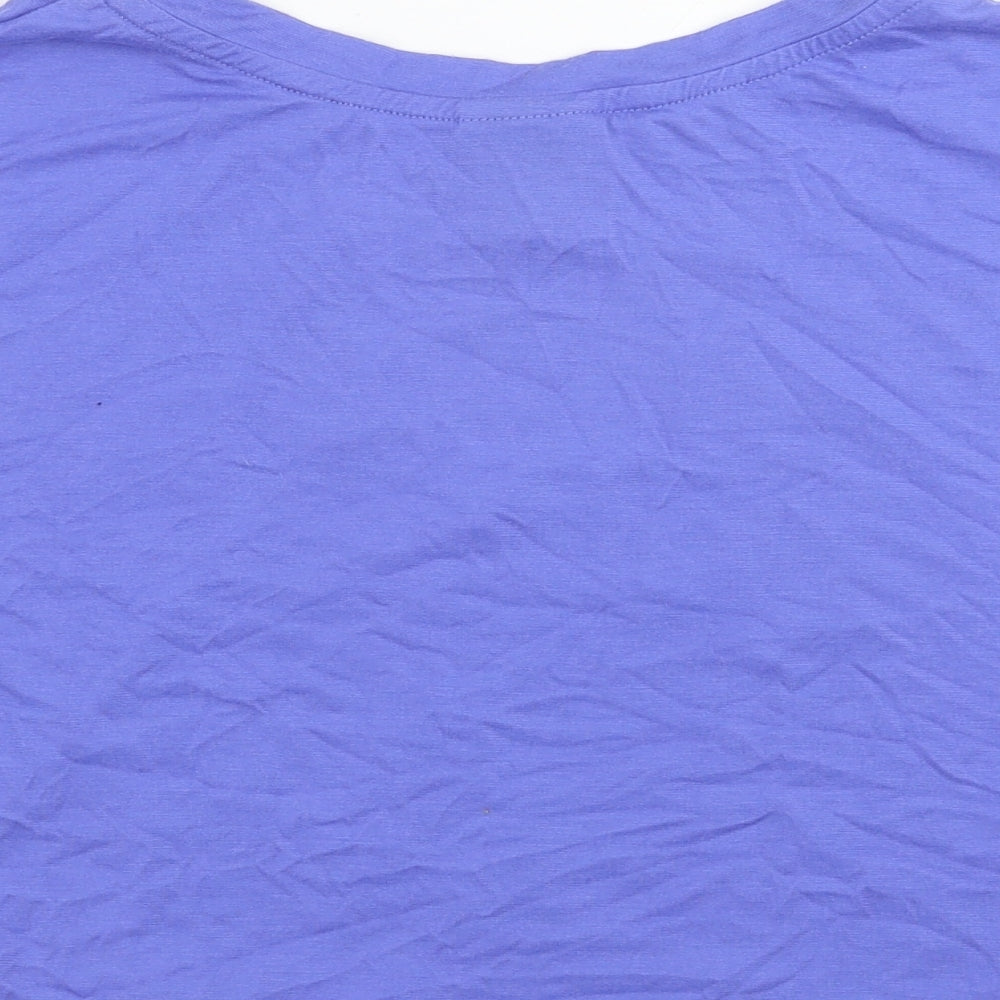 Nike Womens Blue Cotton Cropped T-Shirt Size L Round Neck