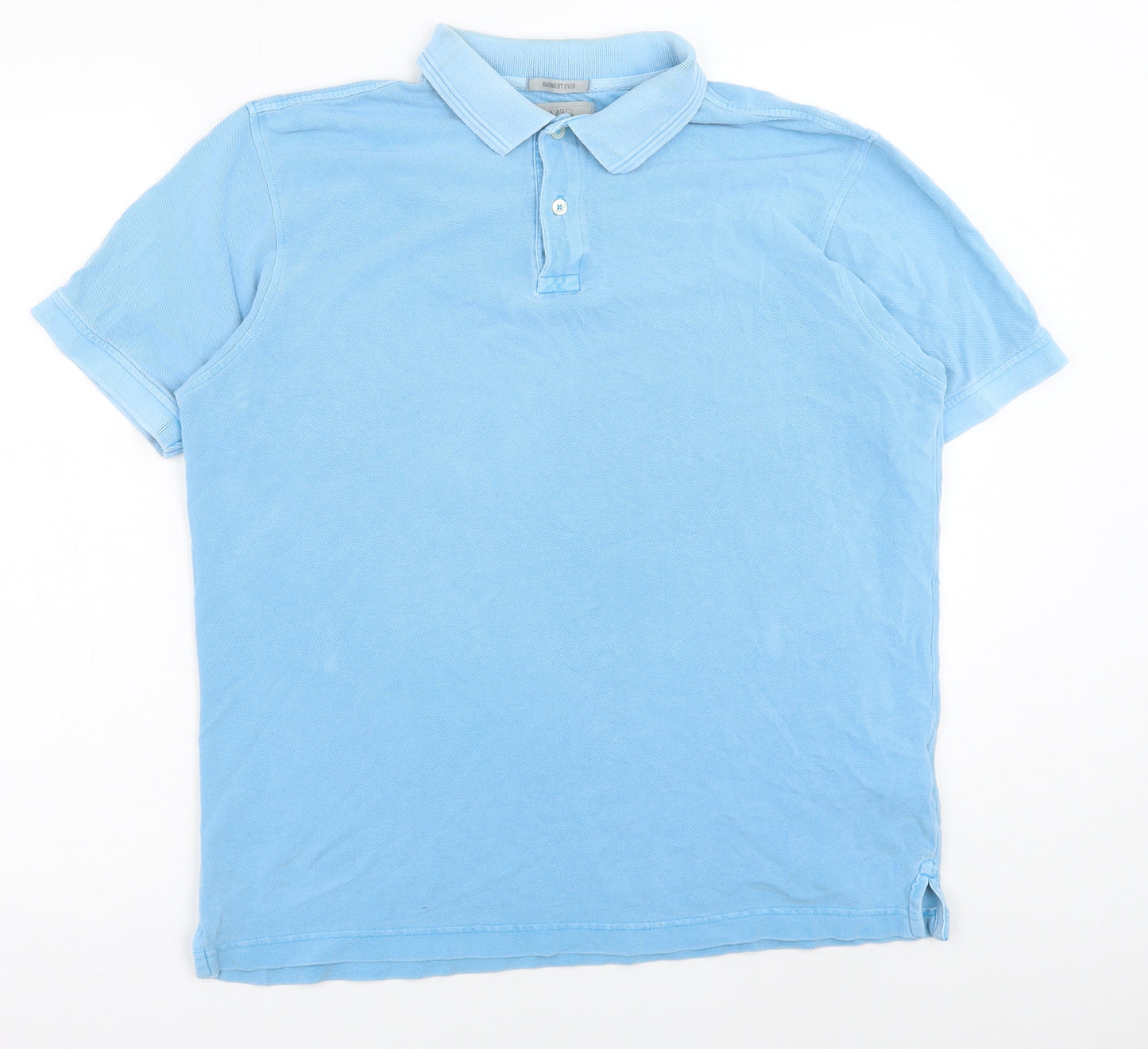 Marks and Spencer Mens Blue Cotton Polo Size M Collared Button