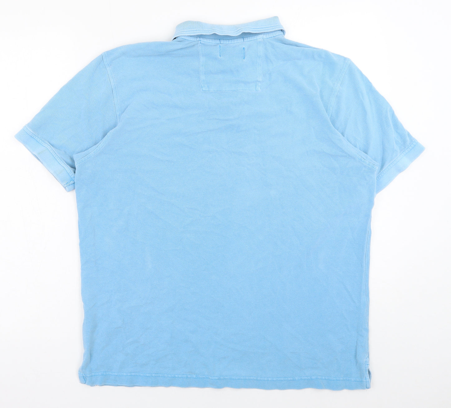 Marks and Spencer Mens Blue Cotton Polo Size M Collared Button