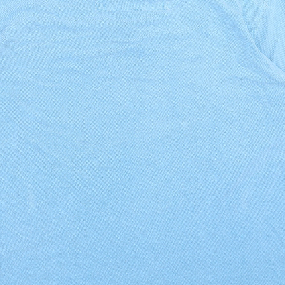 Marks and Spencer Mens Blue Cotton Polo Size M Collared Button