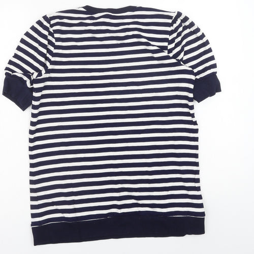 TU Womens Blue Striped Viscose Basic T-Shirt Size 10 Crew Neck - Comme Ci Comme Ca