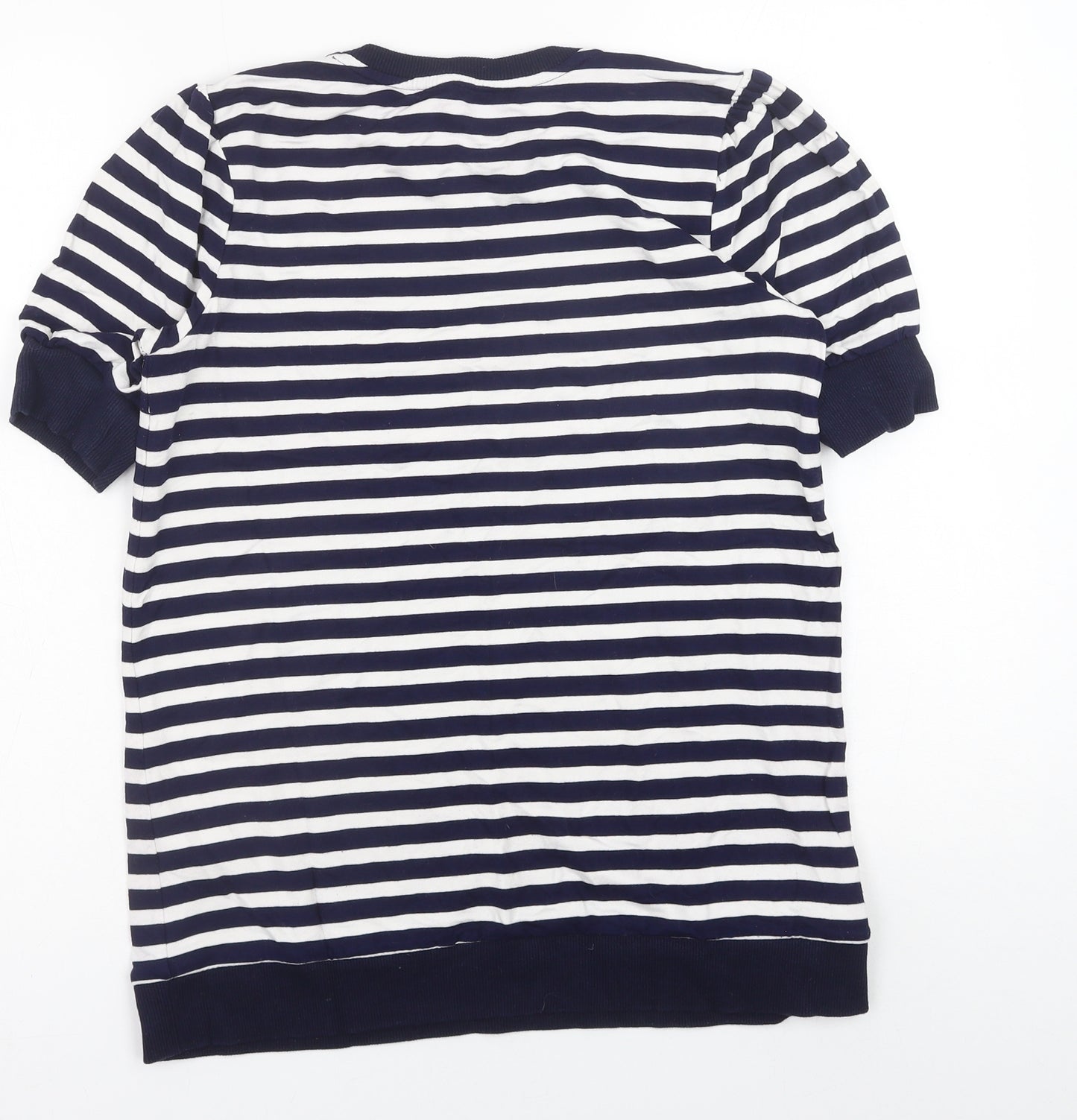 TU Womens Blue Striped Viscose Basic T-Shirt Size 10 Crew Neck - Comme Ci Comme Ca