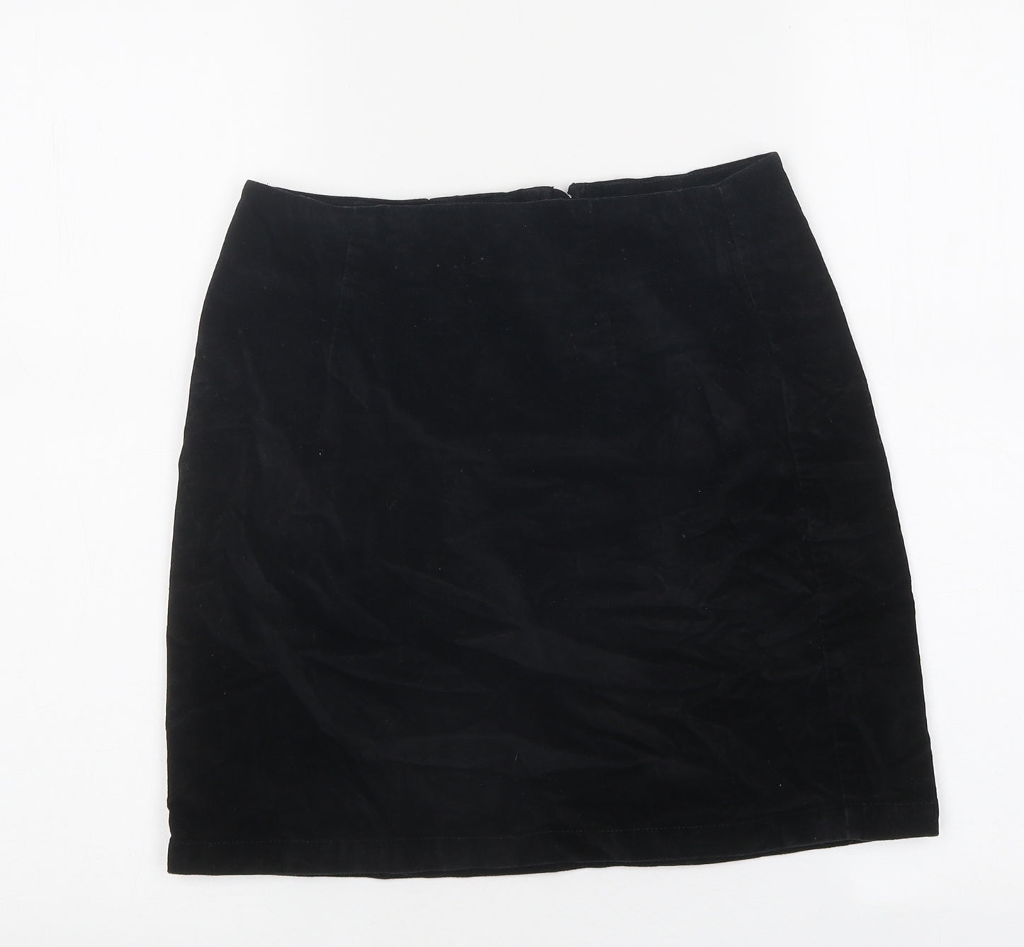 Warehouse Womens Black Cotton Mini Skirt Size 6 Zip