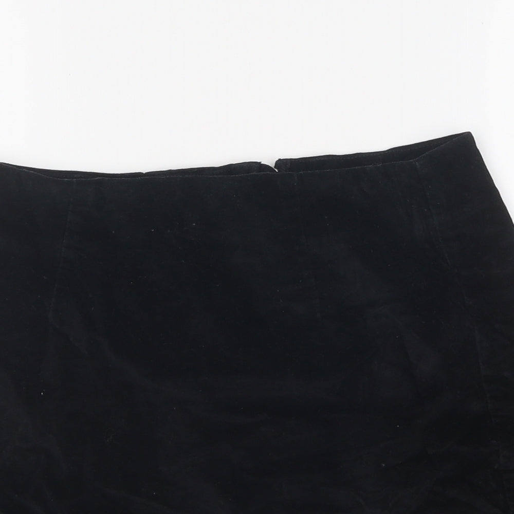 Warehouse Womens Black Cotton Mini Skirt Size 6 Zip