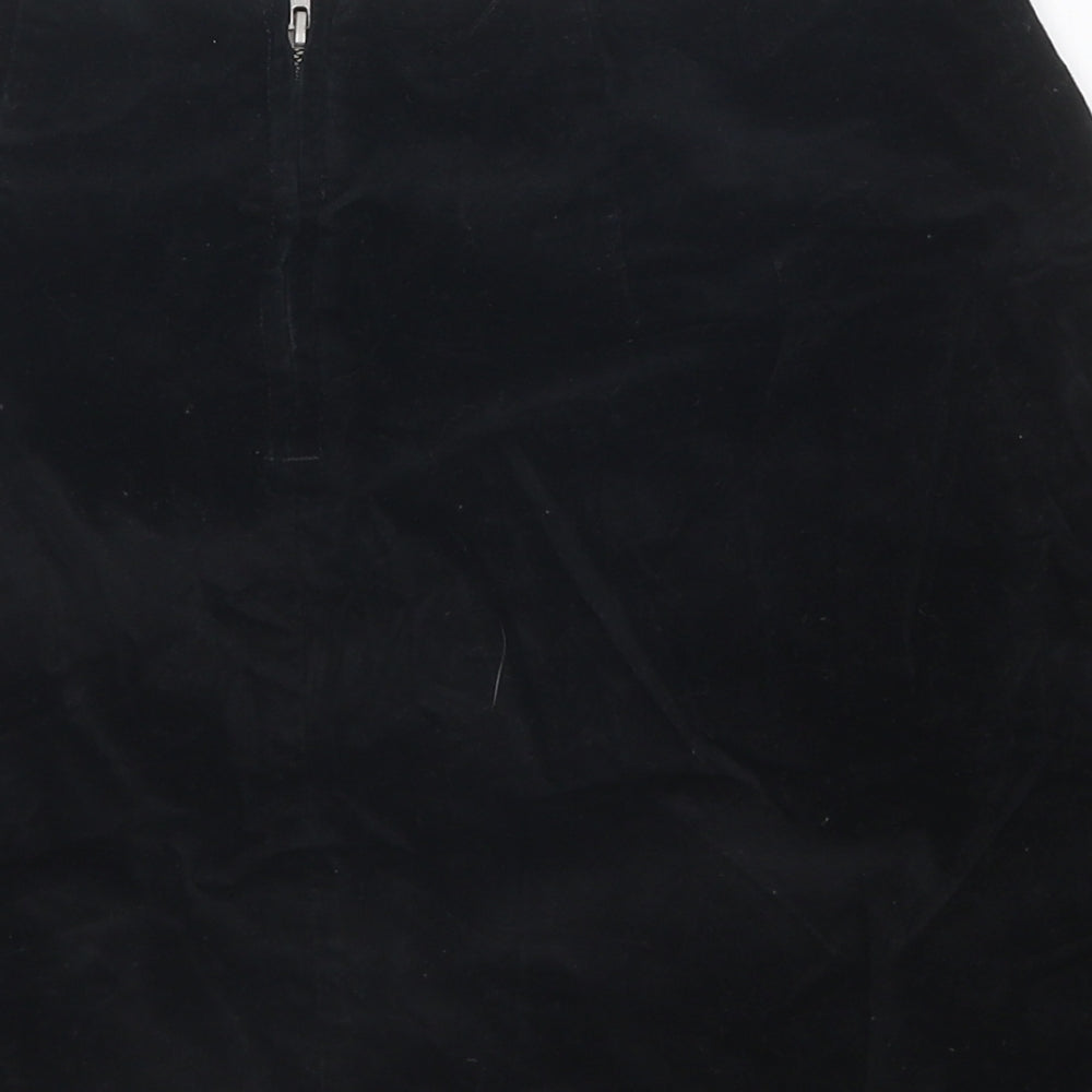 Warehouse Womens Black Cotton Mini Skirt Size 6 Zip