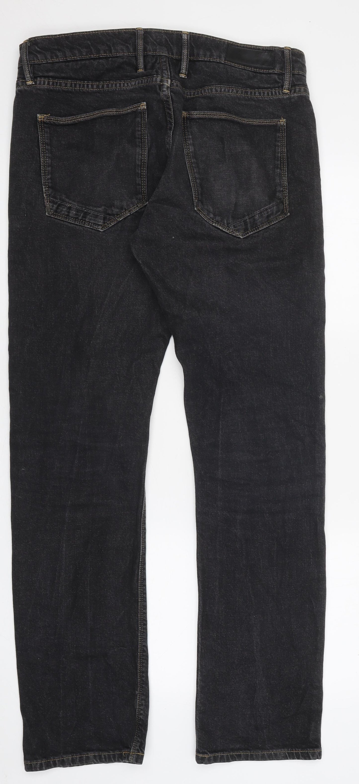 Autograph Womens Black Cotton Straight Jeans Size 34 in L33 in Regular Zip