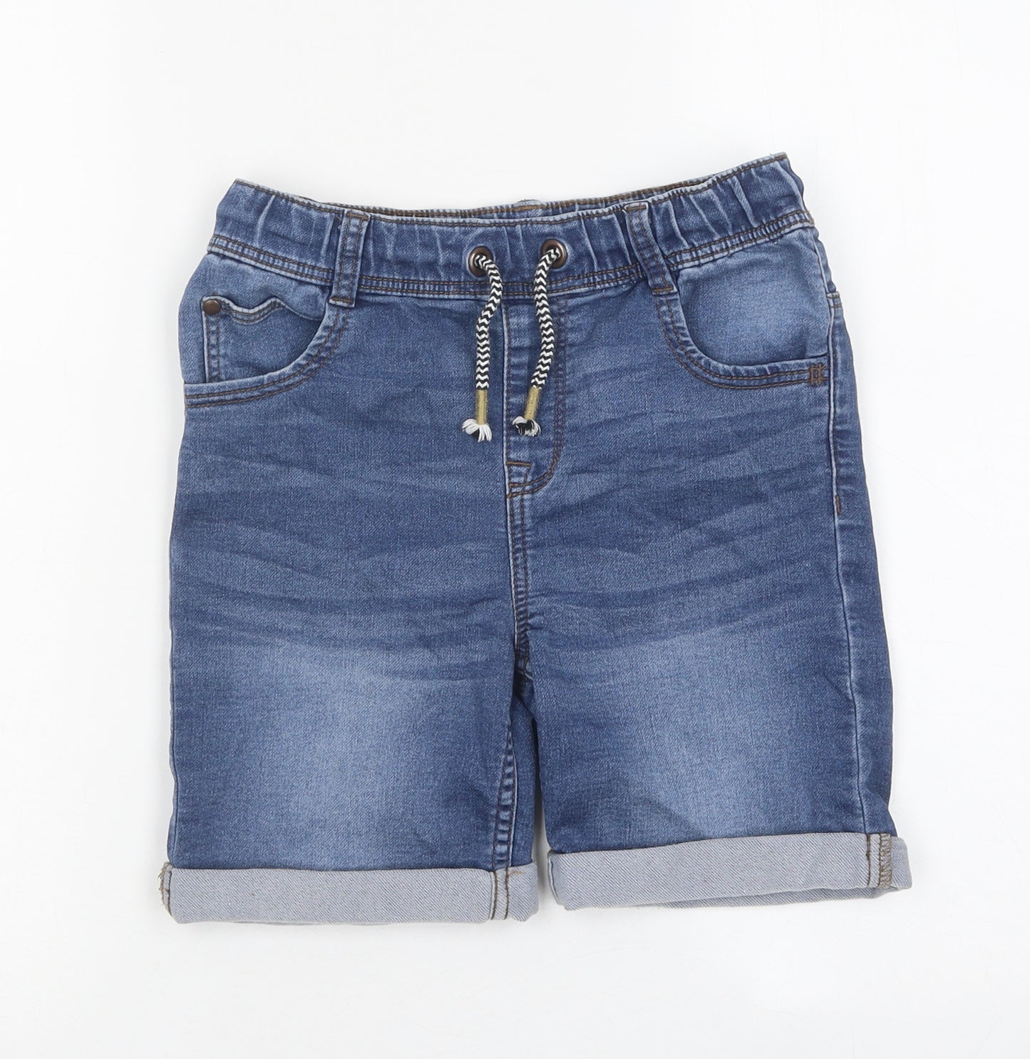 Nutmeg Boys Blue 100% Cotton Bermuda Shorts Size 8-9 Years Regular Drawstring