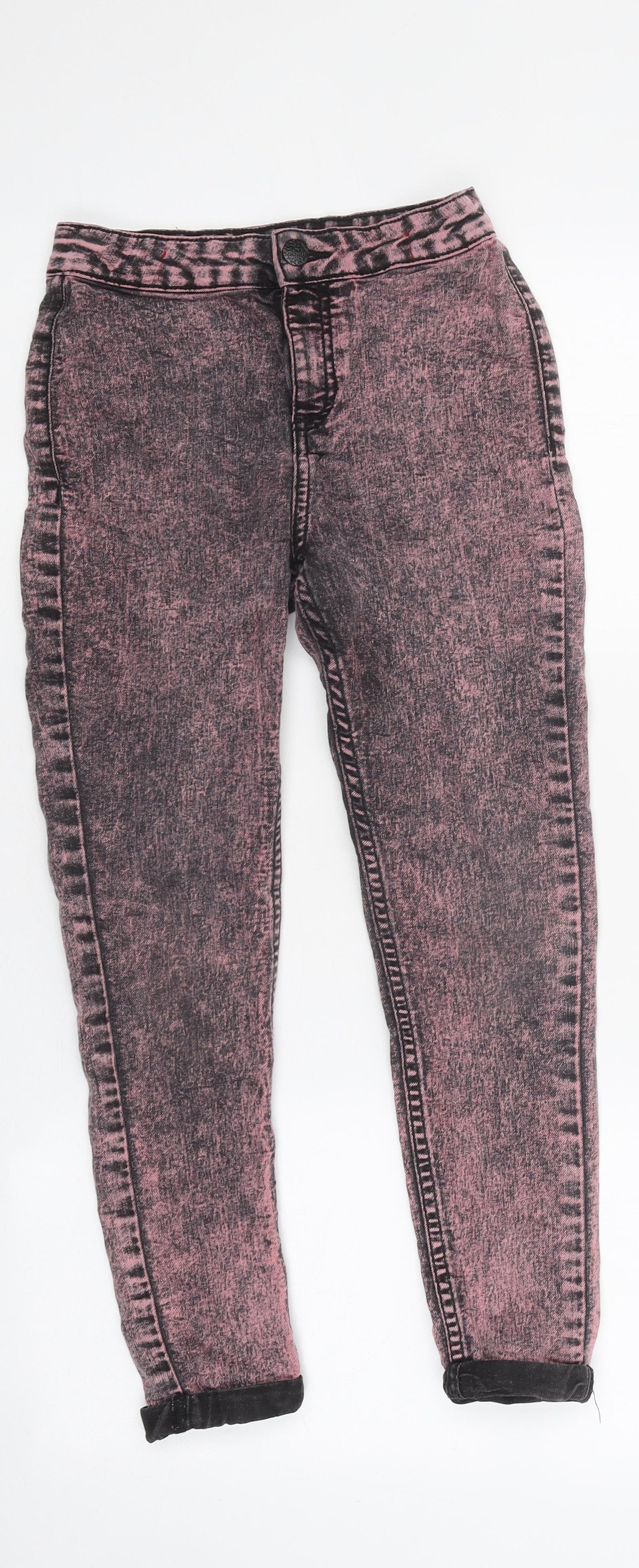 F&F Girls Pink 100% Cotton Straight Jeans Size 8-9 Years Regular Zip