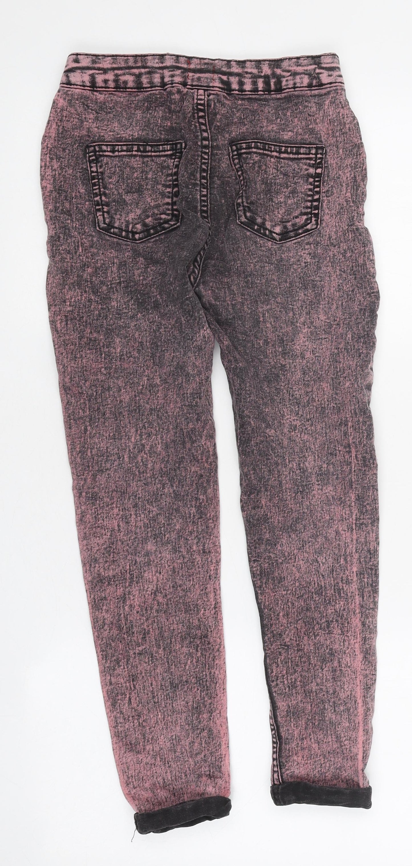 F&F Girls Pink 100% Cotton Straight Jeans Size 8-9 Years Regular Zip