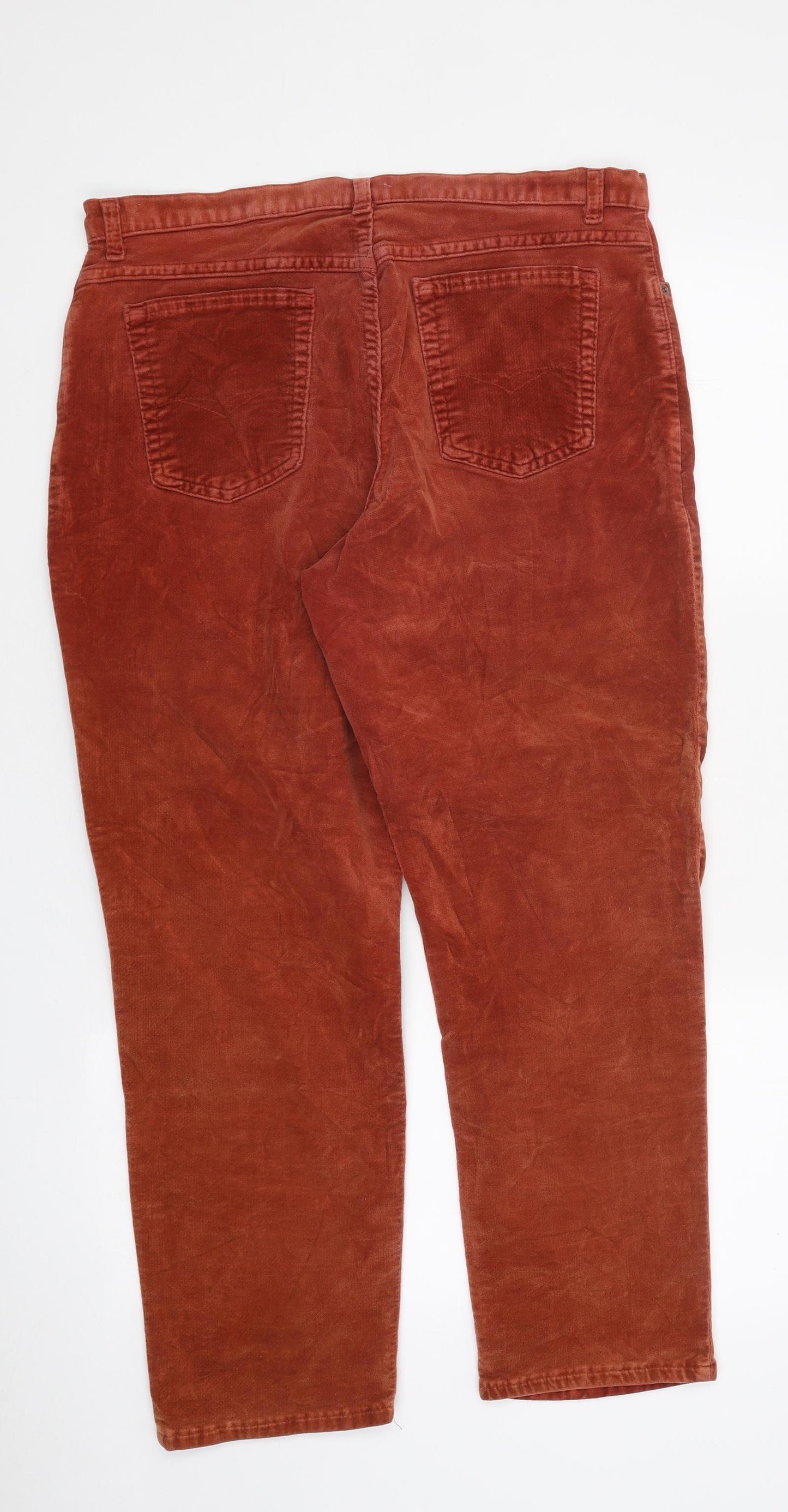 Marks and Spencer Womens Orange Cotton Straight Jeans Size 18 Regular Zip